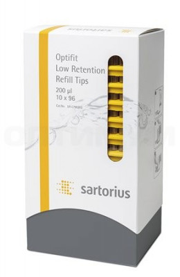 Наконечники 200 мкл для дозаторов Sartorius BIOHIT Low Retention Optifit Refill, 51 мм, в многослойном штативе 10х96 шт.